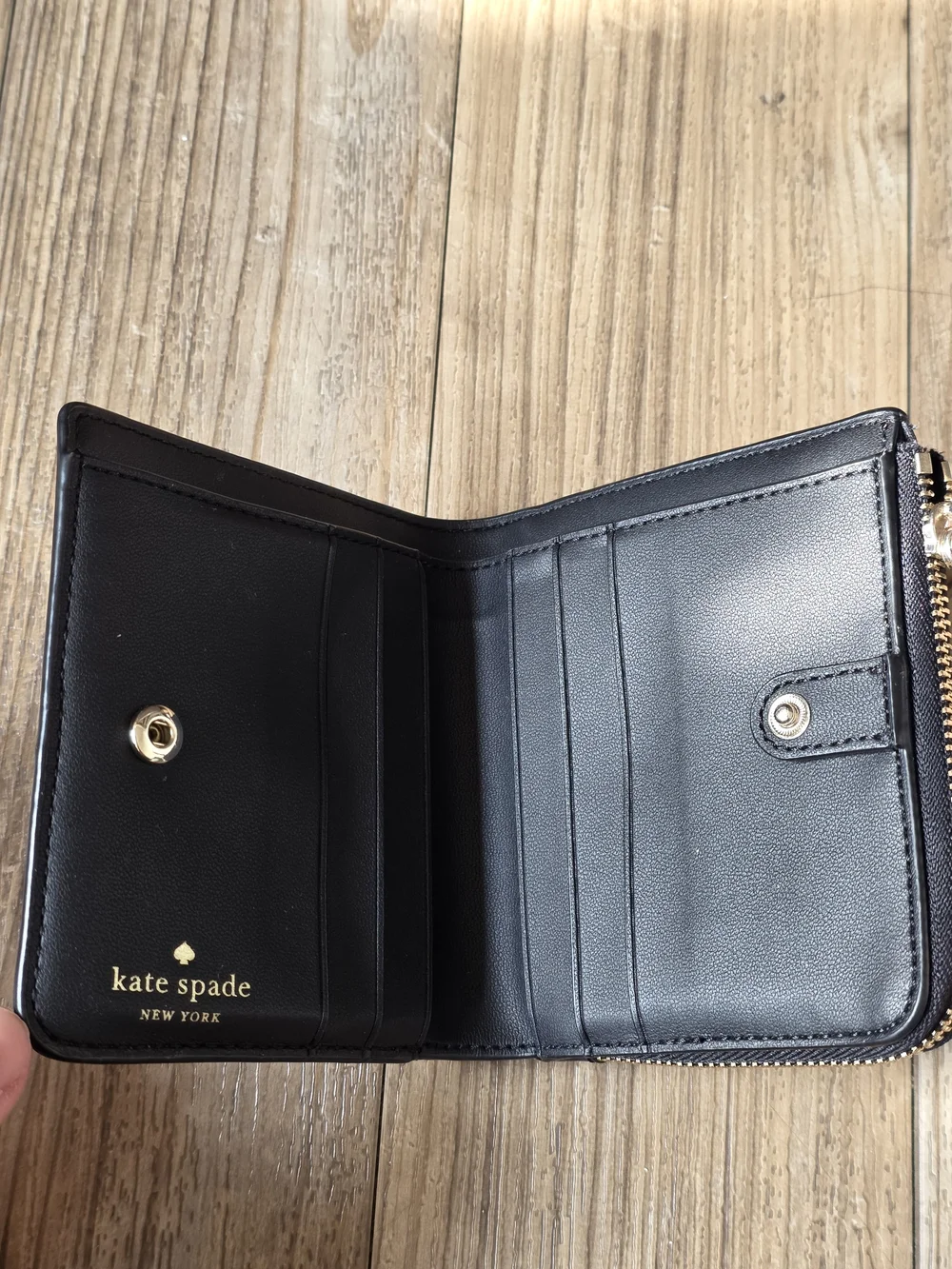 kate spade Black Floral Zip Wallet